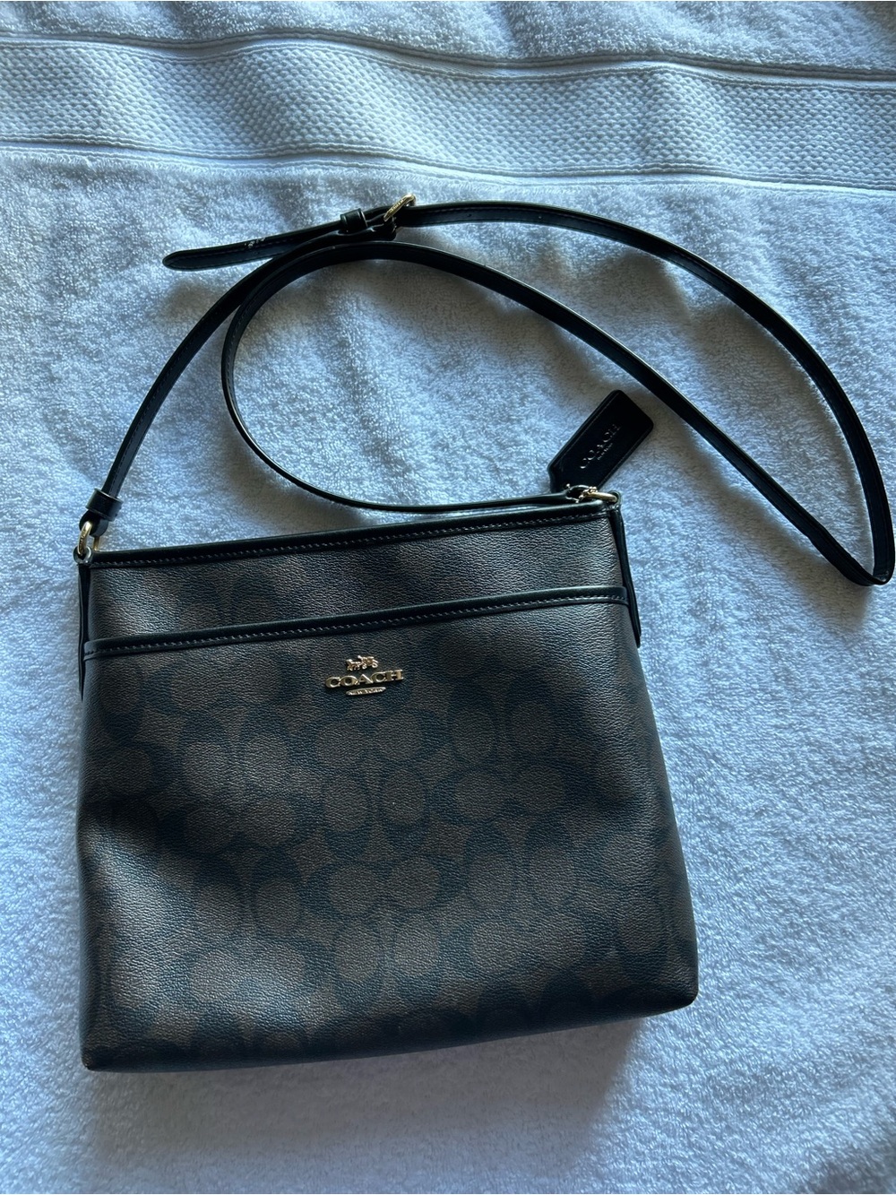 Coach Black Signature Crossbody Bag with Gold Hardware